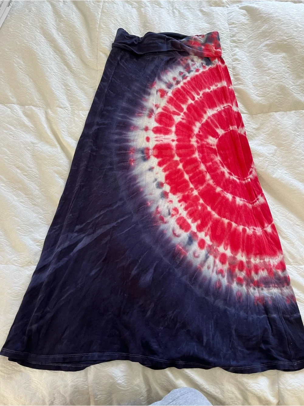 Girls size 10 Tie-Dye Circle Maxi Skirt in Navy & Red